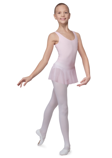 Dětský baletní dres na široká ramínka sukýnkou ze síťoviny